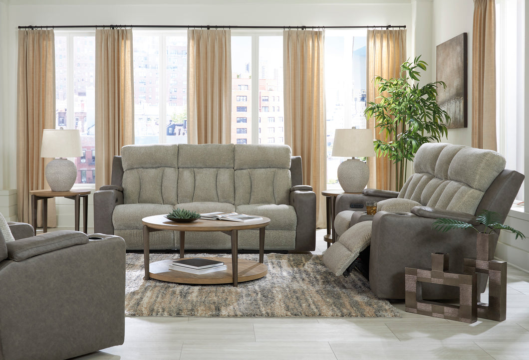 Ashley Whiplash Power Sofa and Love Seat with Heat and Massage